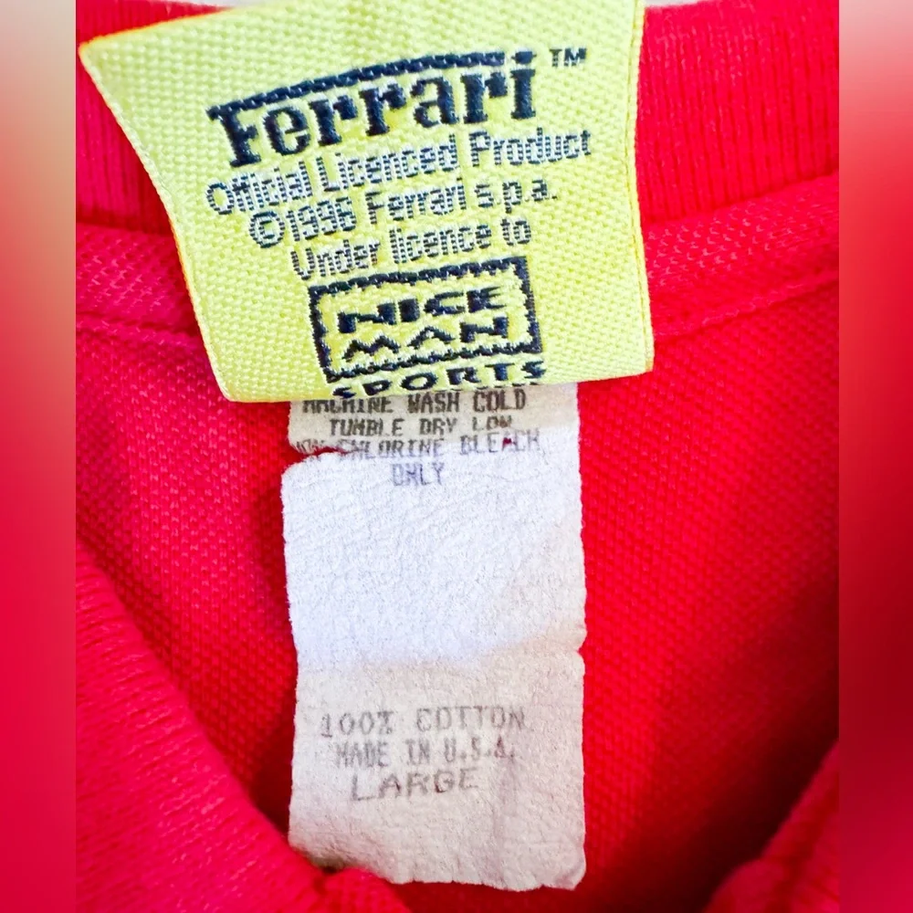 Vintage 1996 Scuderia Ferrari Red Polo Shirt F1 Racing Top Cotton Size L - Picture 6 of 10